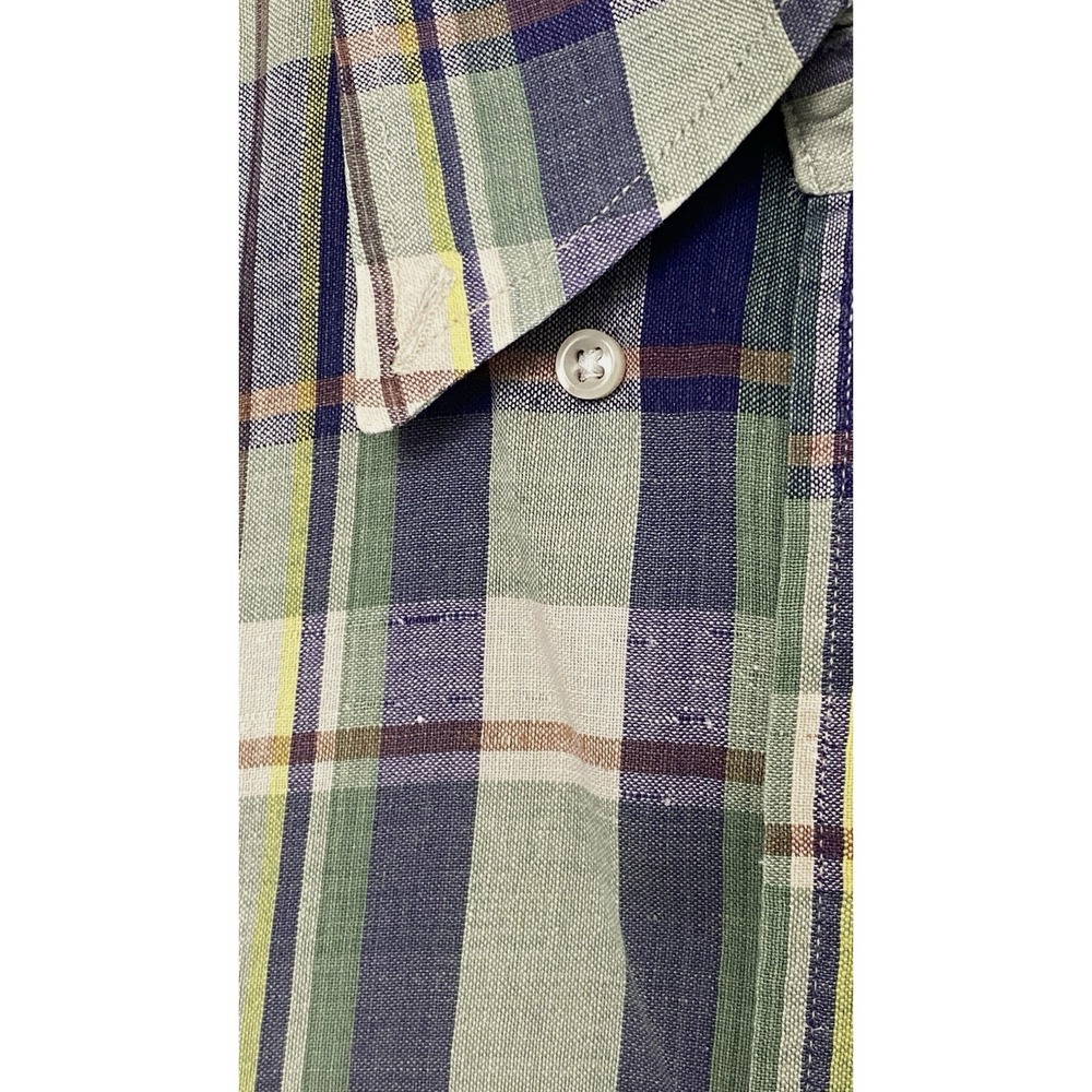 Vtg Polo Ralph Lauren Short Sleeve Shirt Men's Large Plaid Button Up Made in USA - Picture 7 of 8